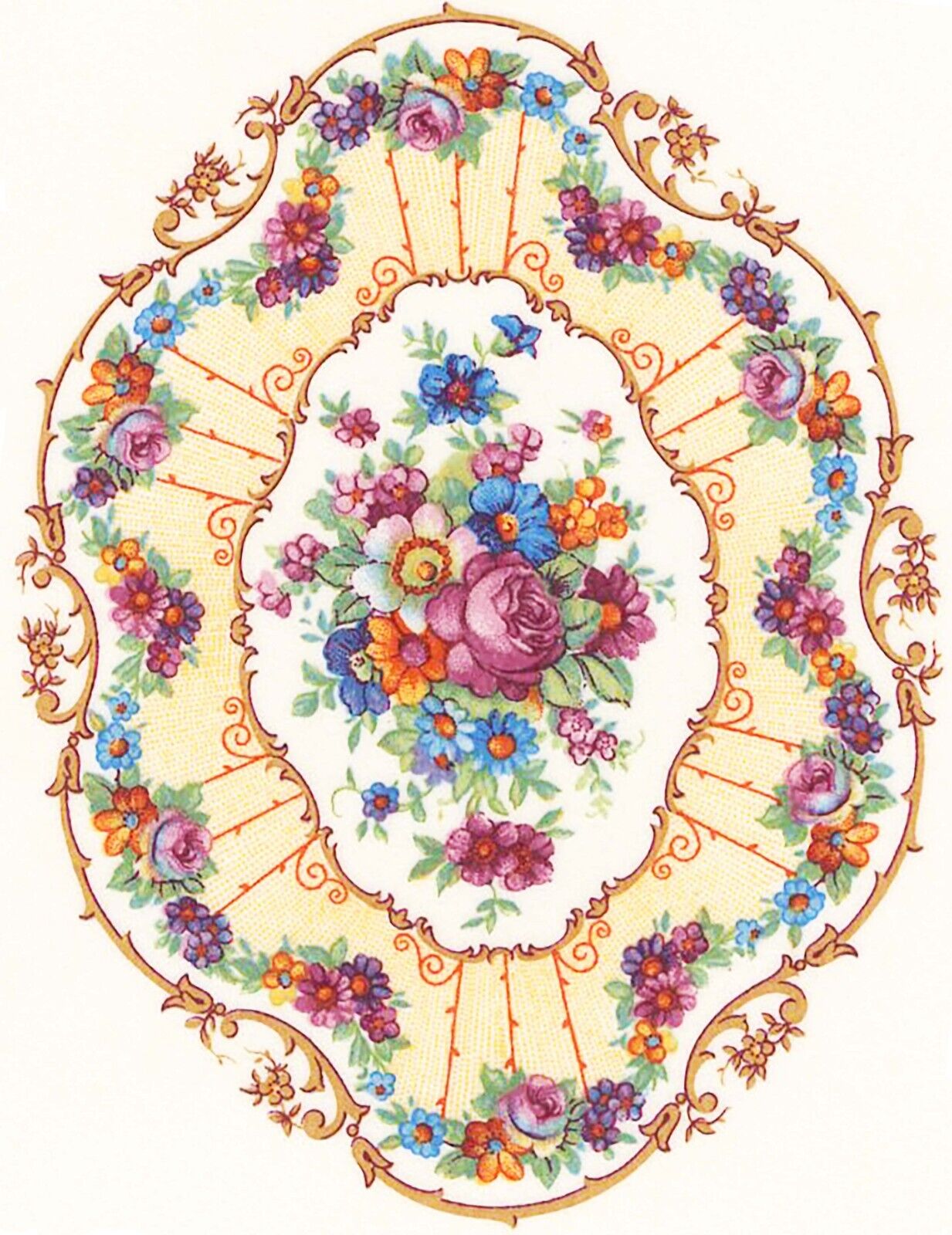 Pompadour Oval Pink Flower 2.5 X 2" Overglaze Waterslide Ceramic Decals