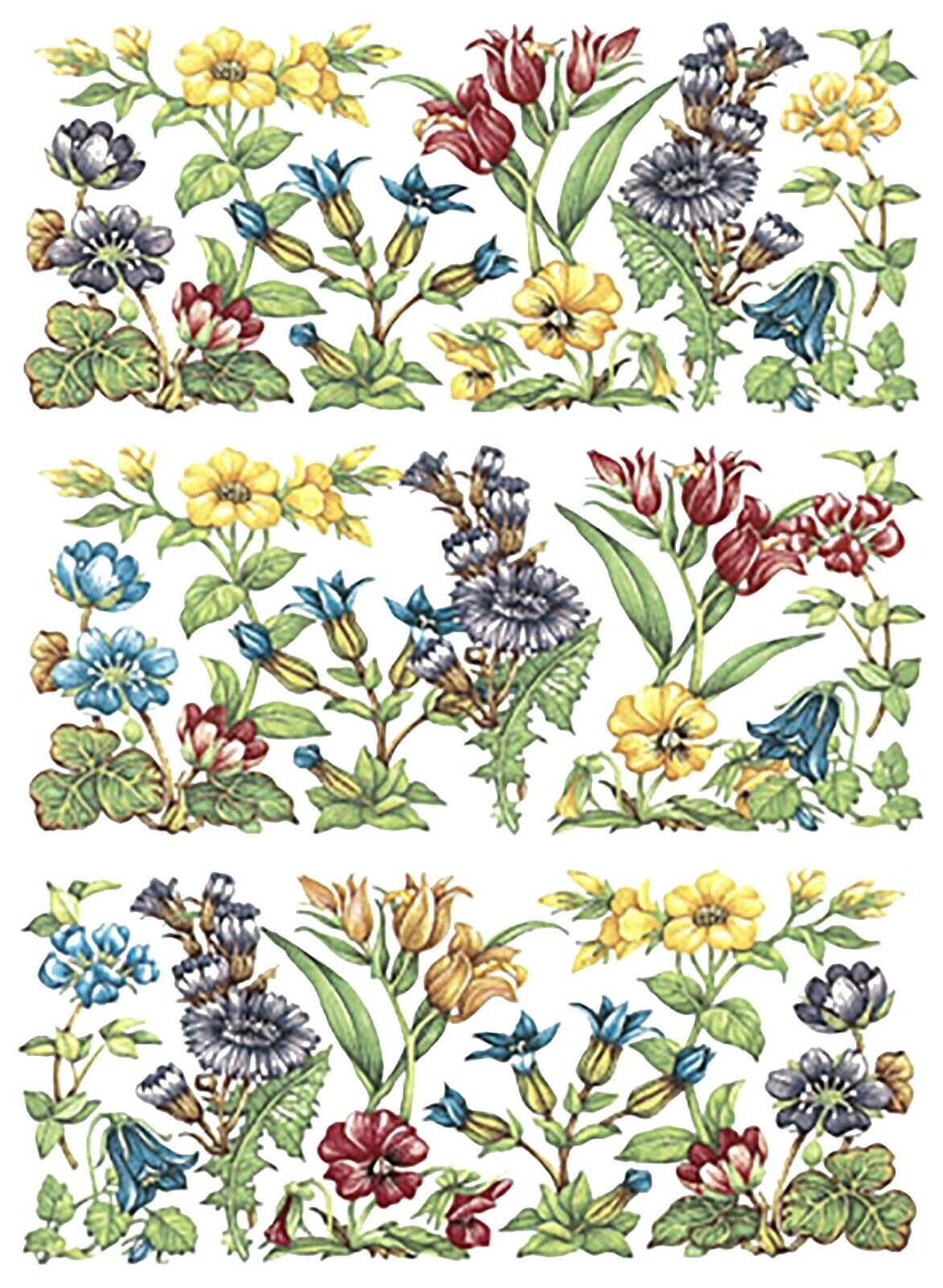 Alpine Tapestry Wild Flower Cup Mug Wraps 3 pcs 7 1/2" X 3 1/2"Ceramic Decals