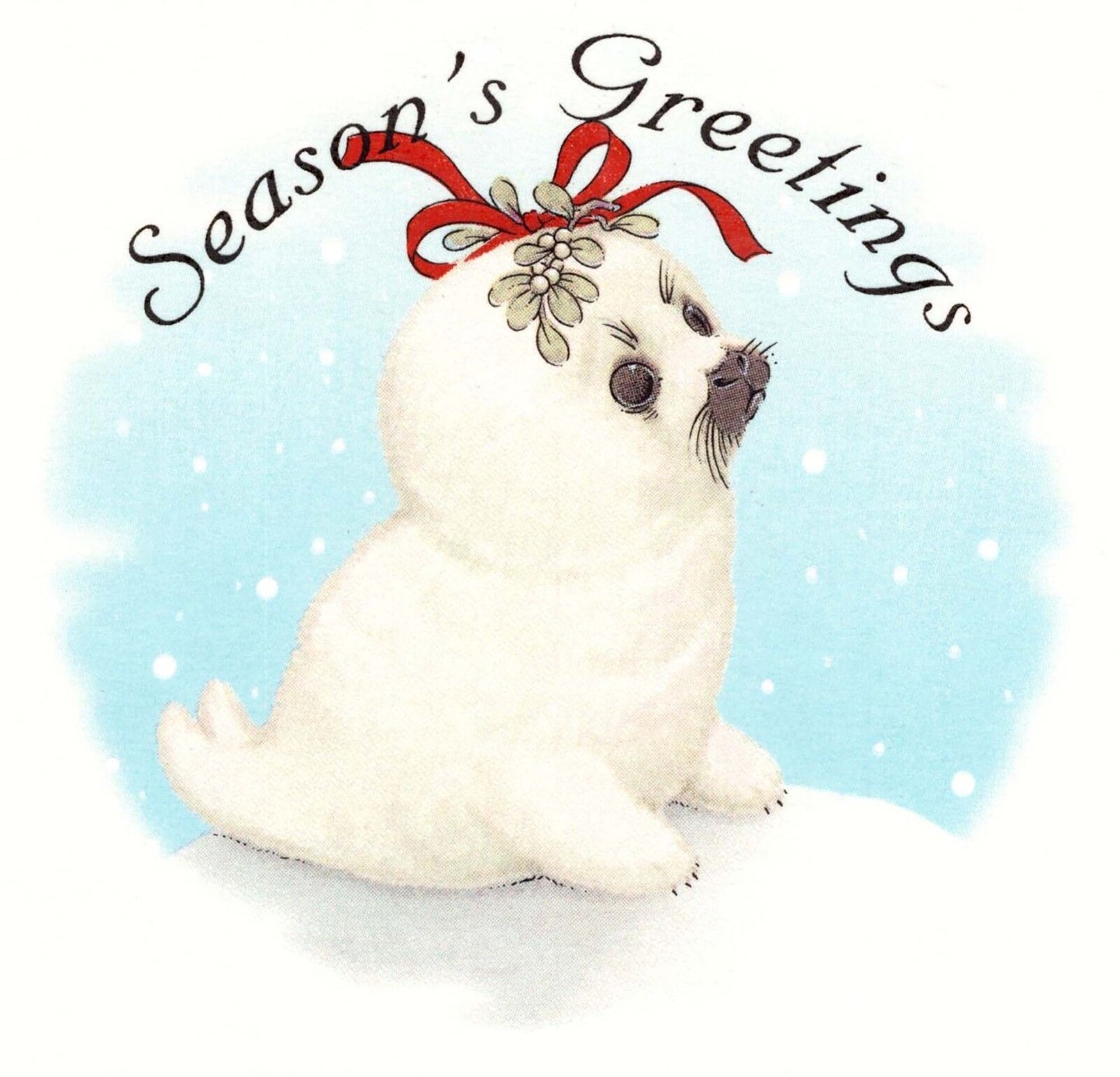 Christmas Season's Greetings Seal Overglaze Waterslide Ceramic Decals