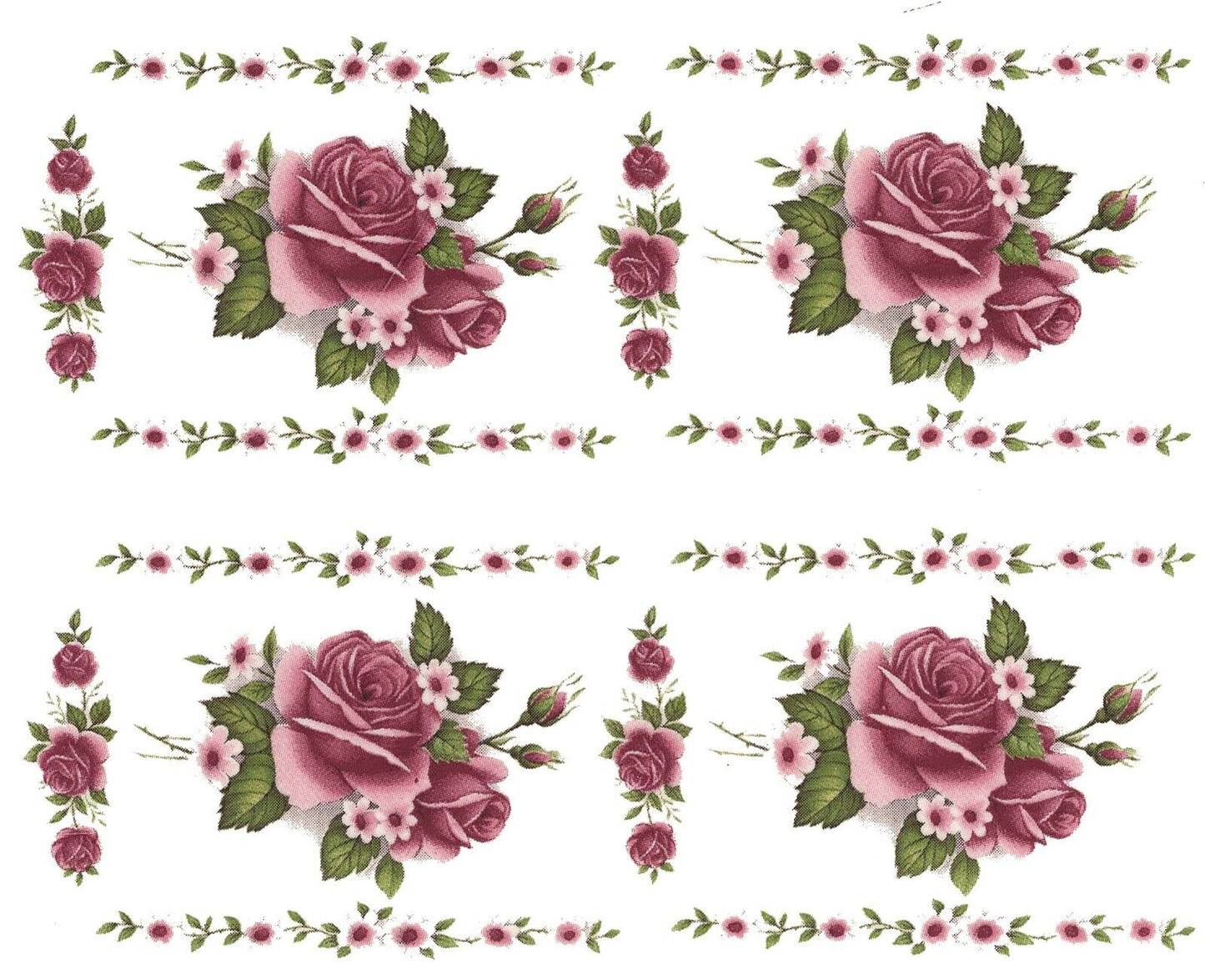 Pink Rose Flower Borders Waterslide Ceramic Decals