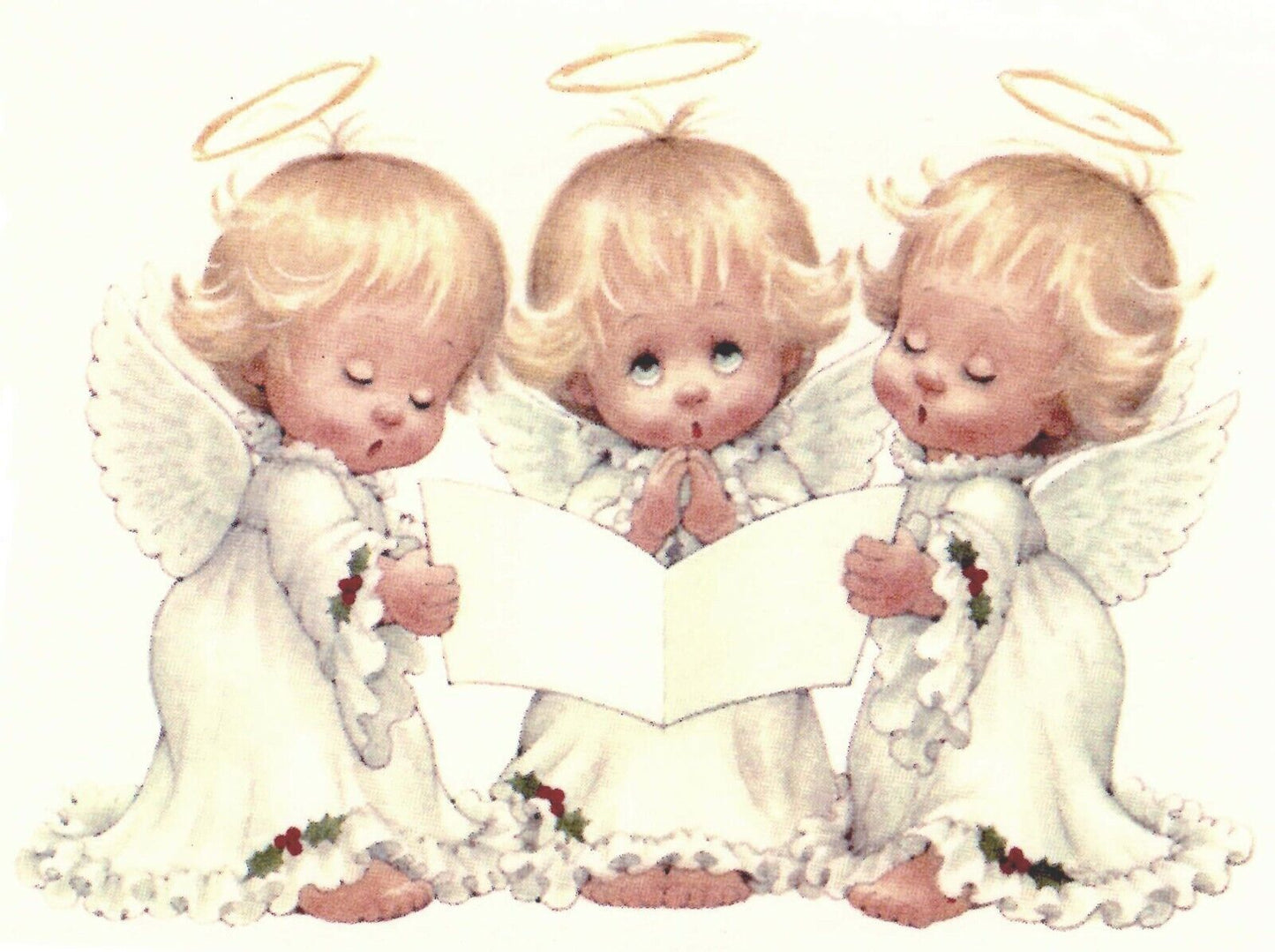 Christmas Choir Angel Girls 2 pcs 5" X 3-5" Waterslide Ceramic Decals