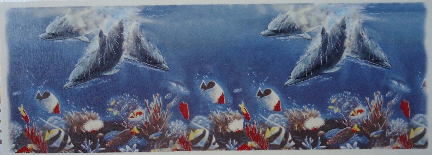 Dolphin Ocean Wrap Border 1 pc 8-1/2" X 3" Waterslide Ceramic Decal
