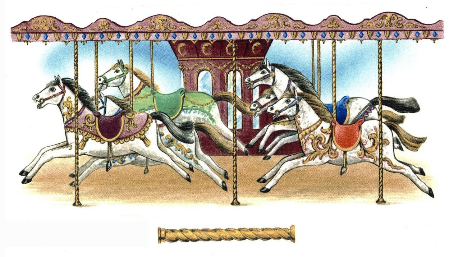 Carousel Horse Mug Cup Wrap 1 pc 8 X 3.5" Overglaze Waterslide Ceramic Decal