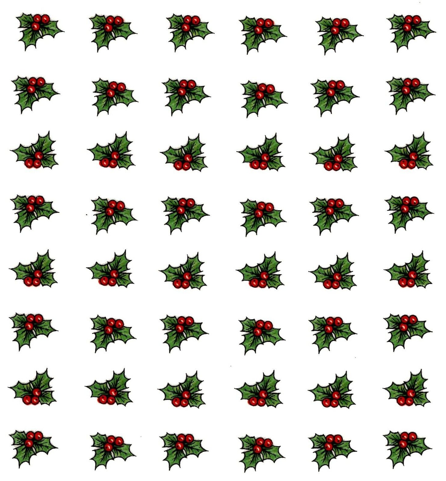 Christmas Green Holly Red Berry M Waterslide Ceramic Decals