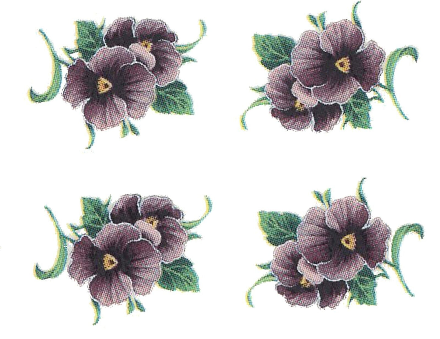 Purple Pansy Flower Bits 28 pcs 7/8" X 5/8" Overglaze Waterslide Ceramic Decals