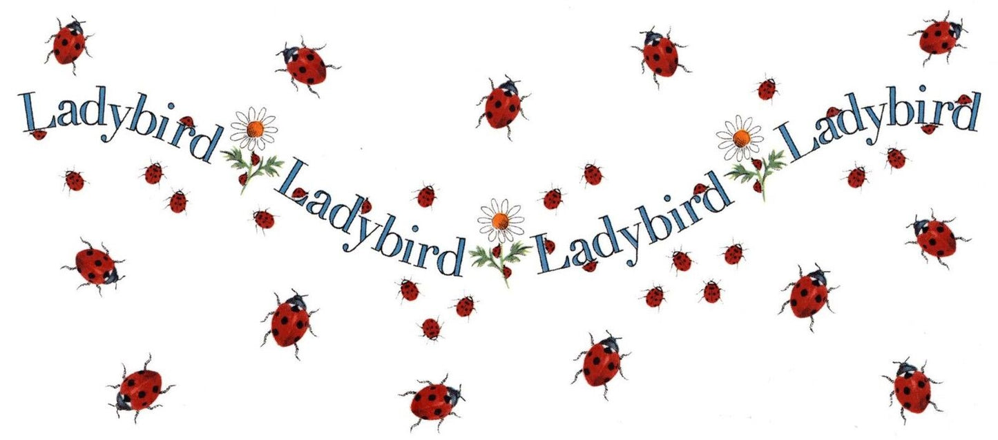 Ladybird Ladybug Lady Bug Wrap 7.5 x 3.5 Inch Overglaze Waterslide Ceramic Decal