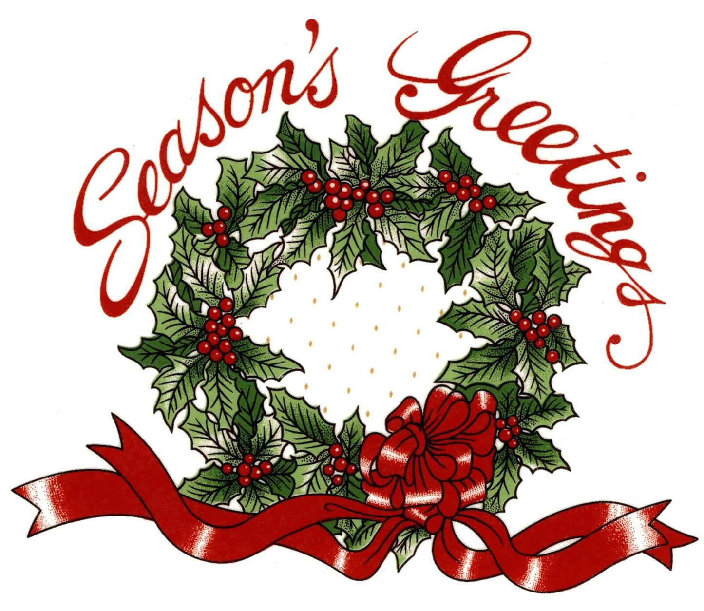Christmas Seasons Greetings Wreath Select-A-Size Waterslide Ceramic Decals