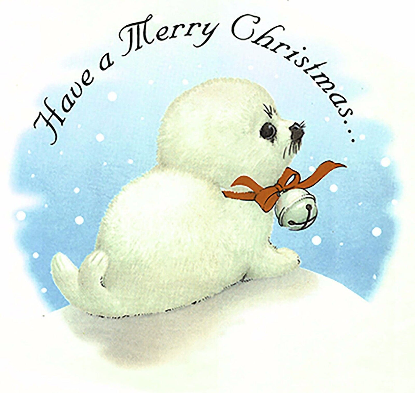 Have a Merry Christmas Baby Seal 7.5" Overglaze Waterslide Ceramic Decal