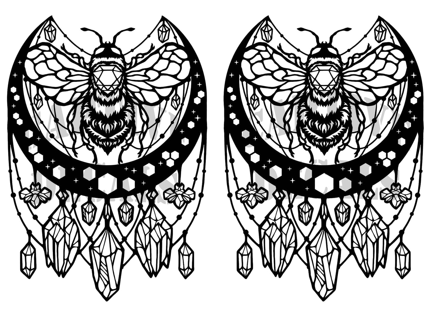 Bumblebee Crystals 2 pcs 4 Inch Black Fused Glass Decals