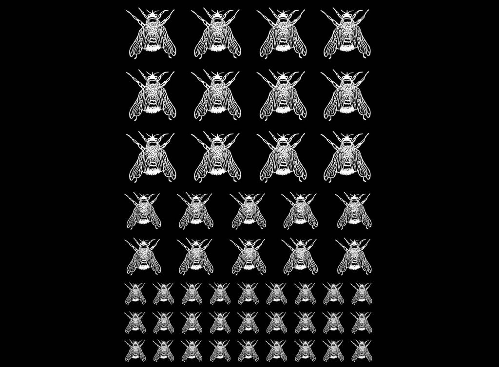 Bees Closed Wings 49 pcs 3/8" to 3/4" White Fused Glass Decals