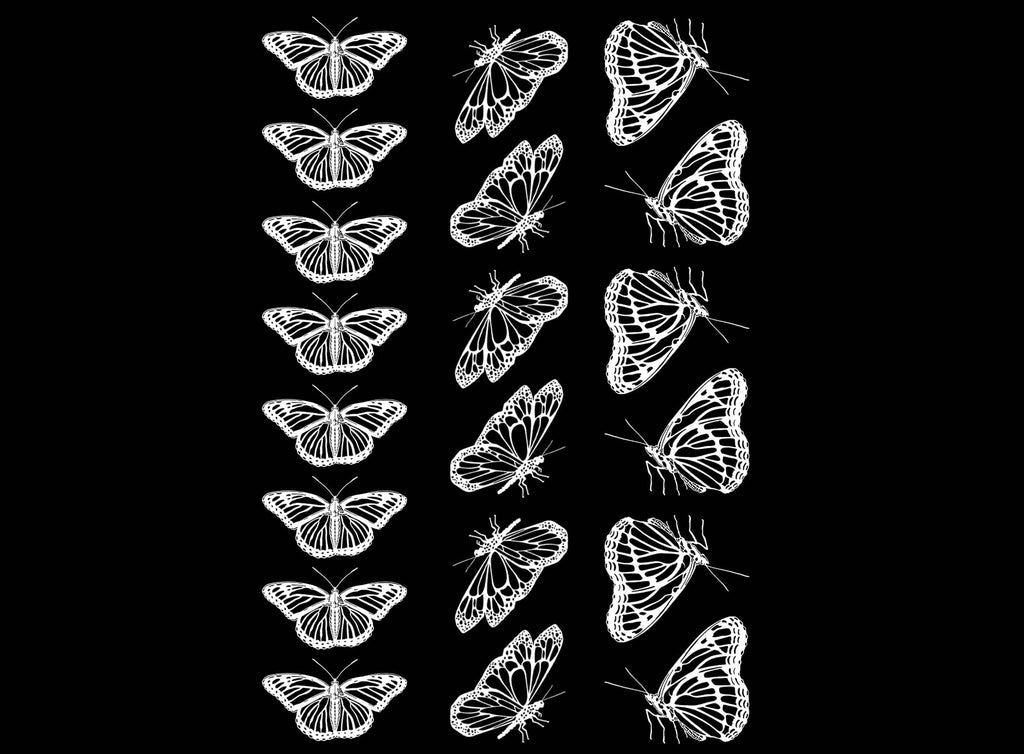Monarch Butterflies 20 pcs 1" White Fused Glass Decals