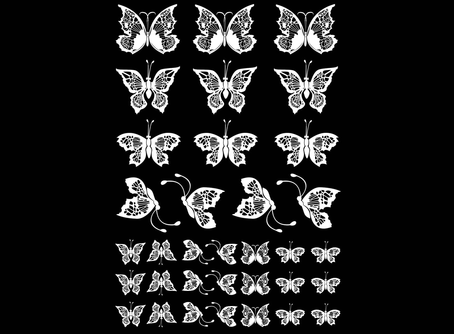 Lace Butterflies 34 pcs White Fused Glass Decals