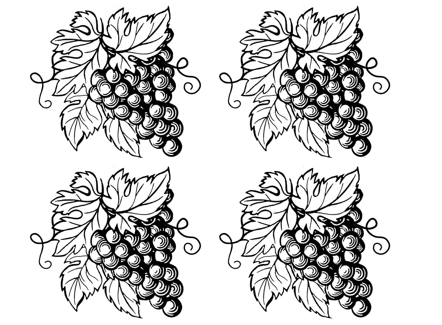 Grape Clusters 4 pcs 2-1/2" Black Fused Glass Decals
