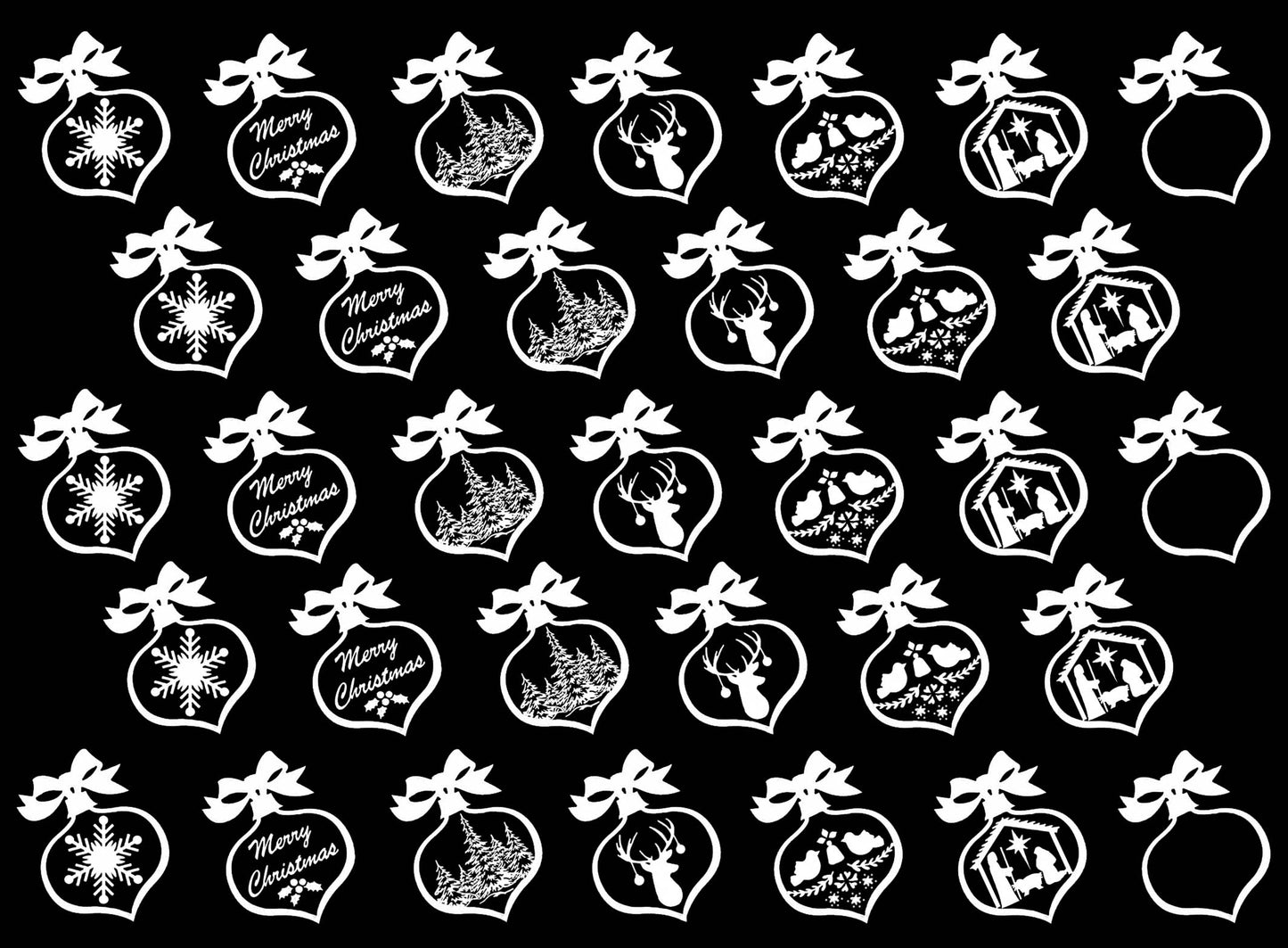 Christmas Ornaments 33 pcs 1 Inch White Fused Glass Decals