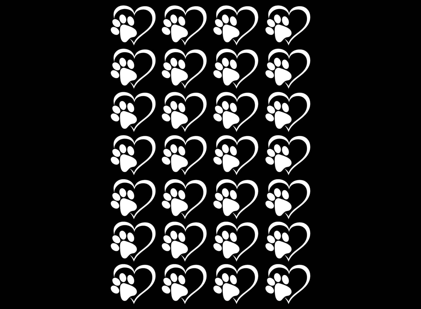 Heart Paw Print 28 pcs 0.75 Inch White Fused Glass Decals