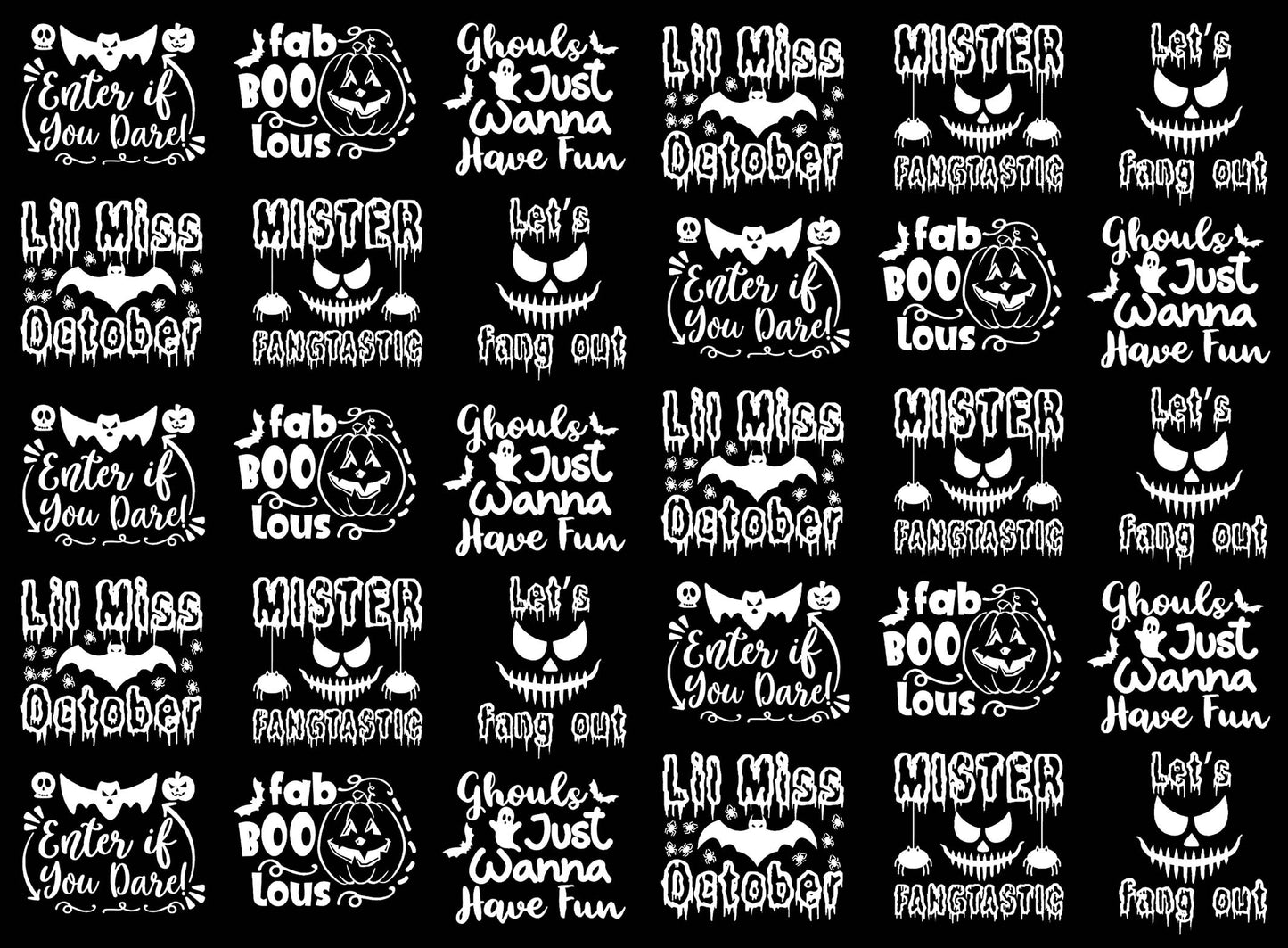 Halloween Quips 30 pcs White Fused Glass Decals