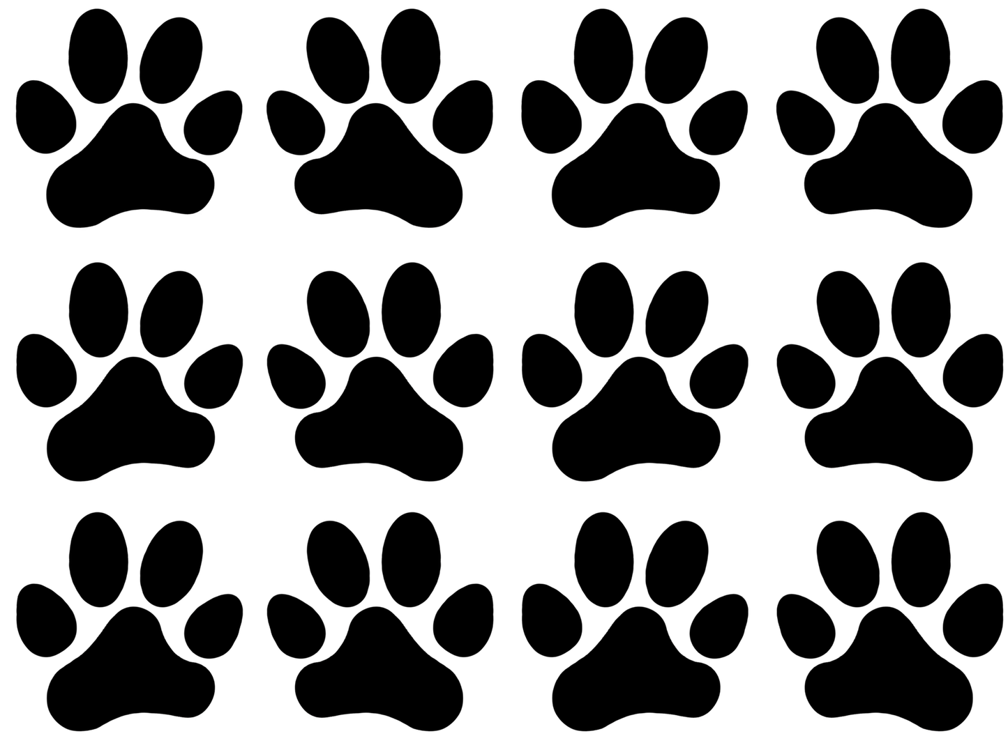 Dog Paw Prints 12 pcs 1.5 Inch Black Fused Glass Decals
