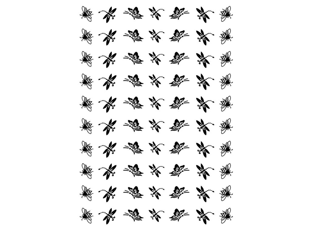 Bee Butterfly Dragonfly 70 pcs 3/8" to 1/2" Black Fused Glass Decals