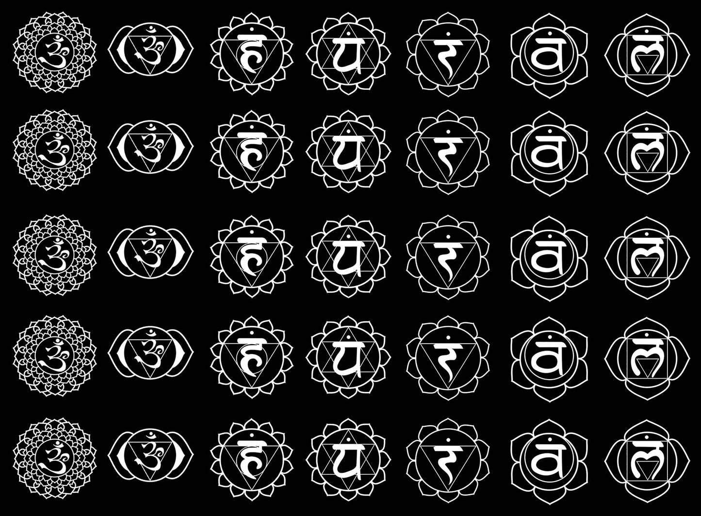 Chakra Symbols 35 pcs White Fused Glass Decals