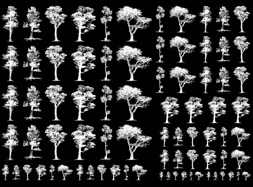 Spring Trees 79 pcs 1/4" to 1" White Fused Glass Decals