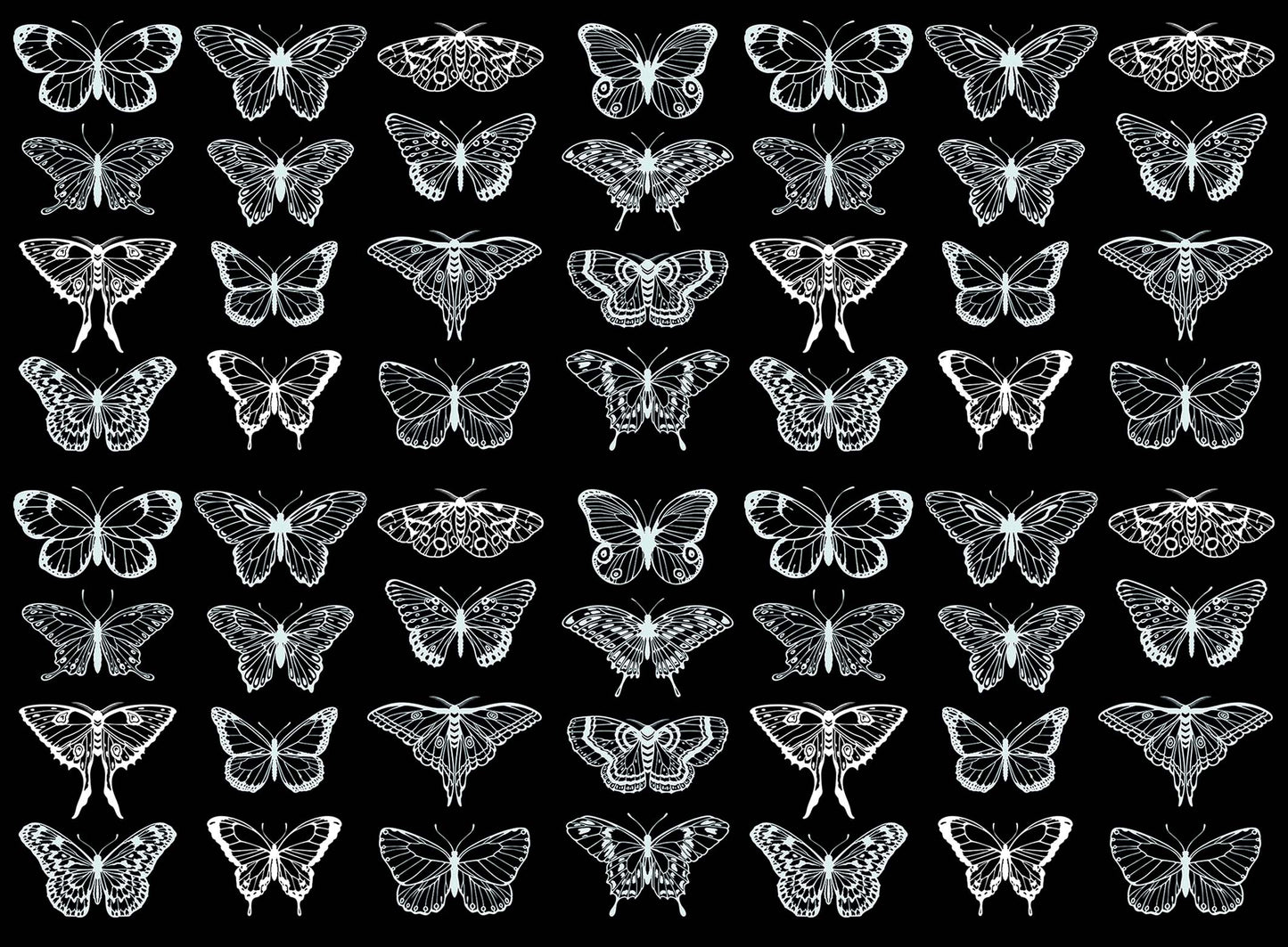Butterfly Beauties 56 pcs 1 Inch White Fused Glass Decals