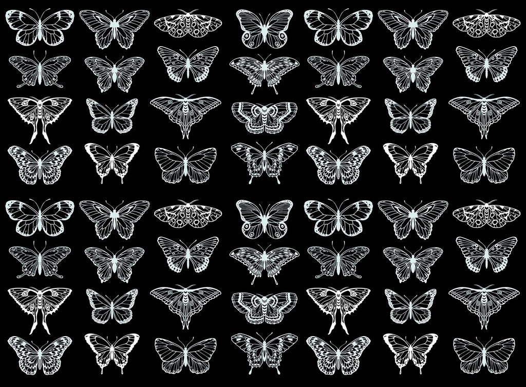 Butterfly Beauties 56 pcs 1" White Fused Glass Decals