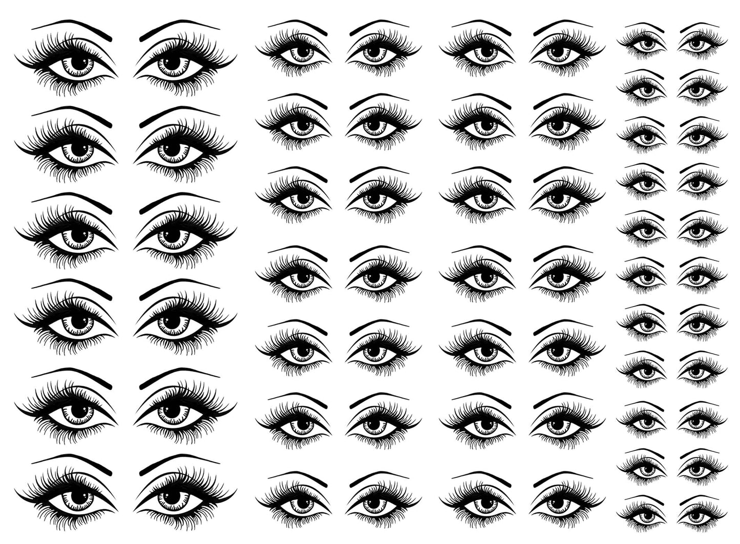 Eyes 62 pcs 1/2" to 1" Black Fused Glass Decals