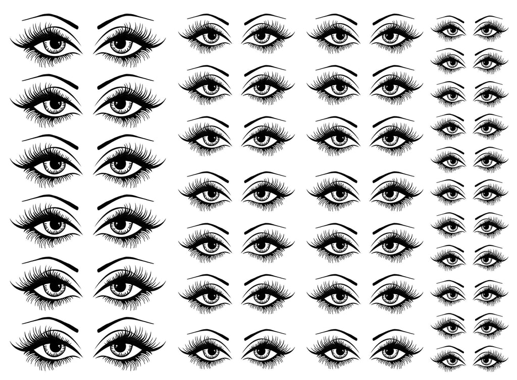 Eyes 62 pcs 1/2" to 1" Black Fused Glass Decals