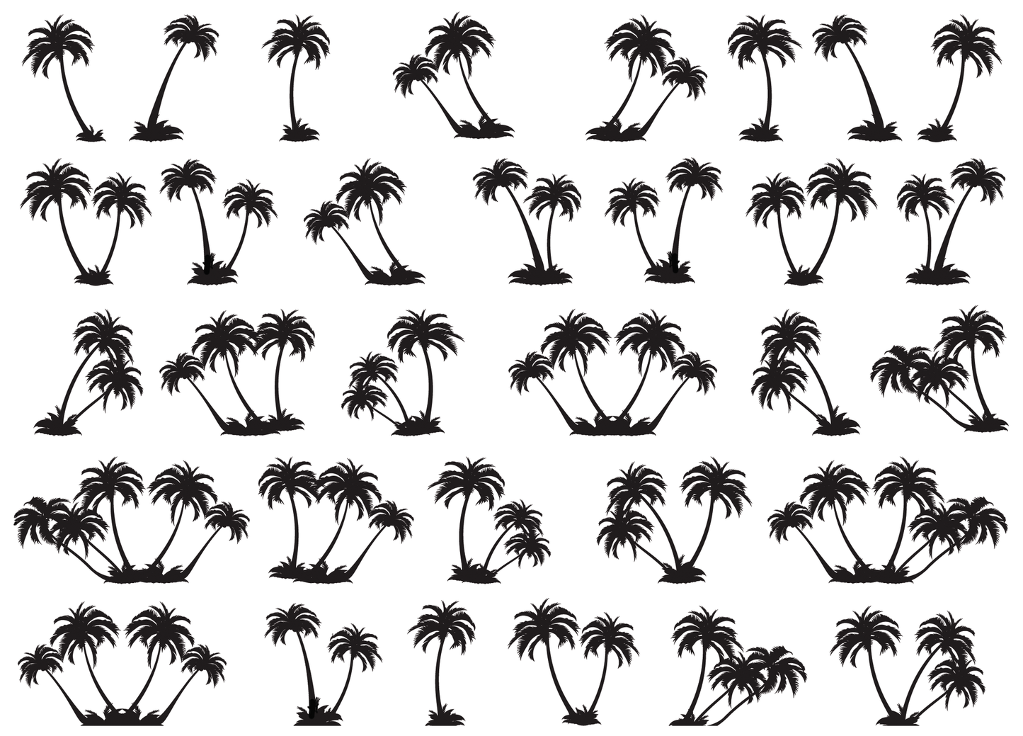 Palm Trees 32 pcs 7/8" Black Fused Glass Decals