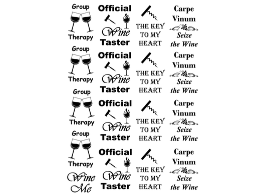 Wine Group Therapy 17 pcs 1" to 1-1/8" Black Fused Glass Decals