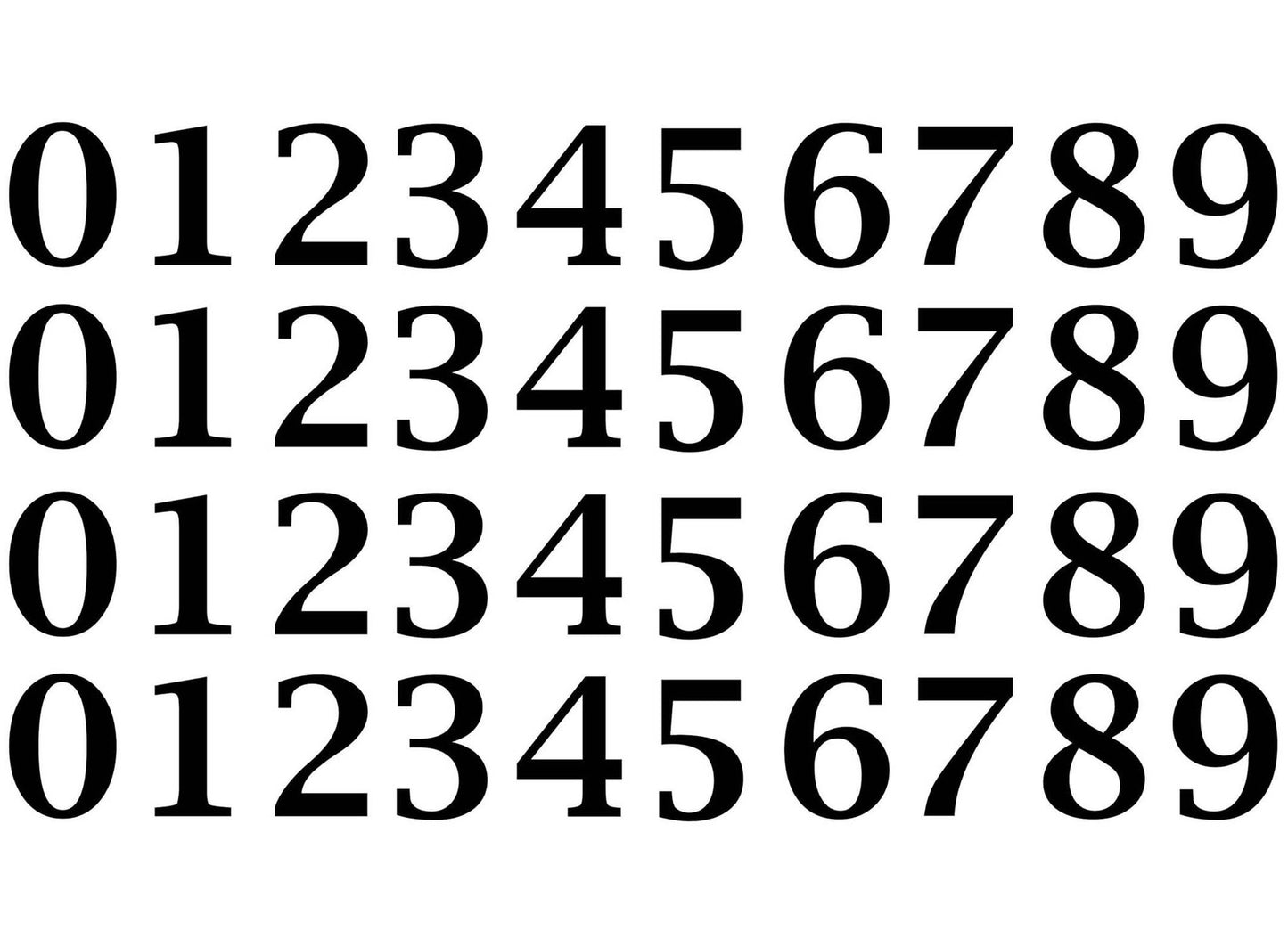 Lucida Font Numbers 40 pcs 1 Inch Black Fused Glass Decals