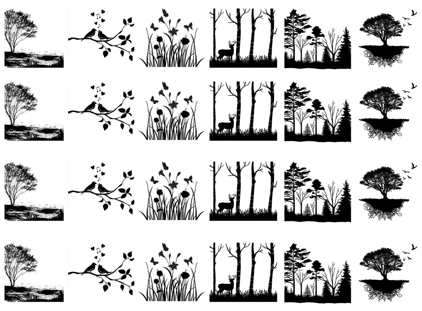 Summer Breeze 24 pcs 1 Inch Black Fused Glass Decals