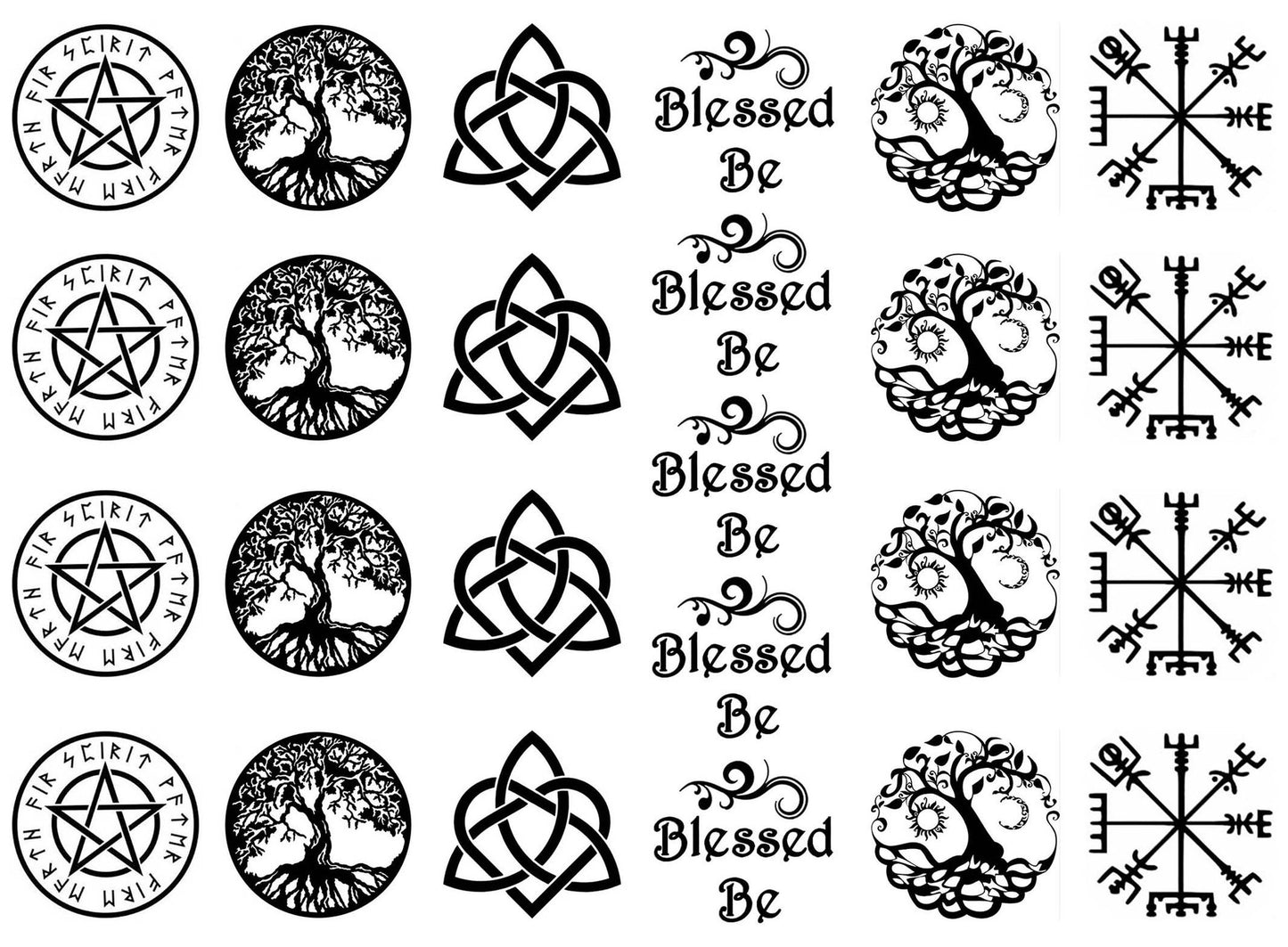 Blessed Be 25 pcs Black Fused Glass Decals