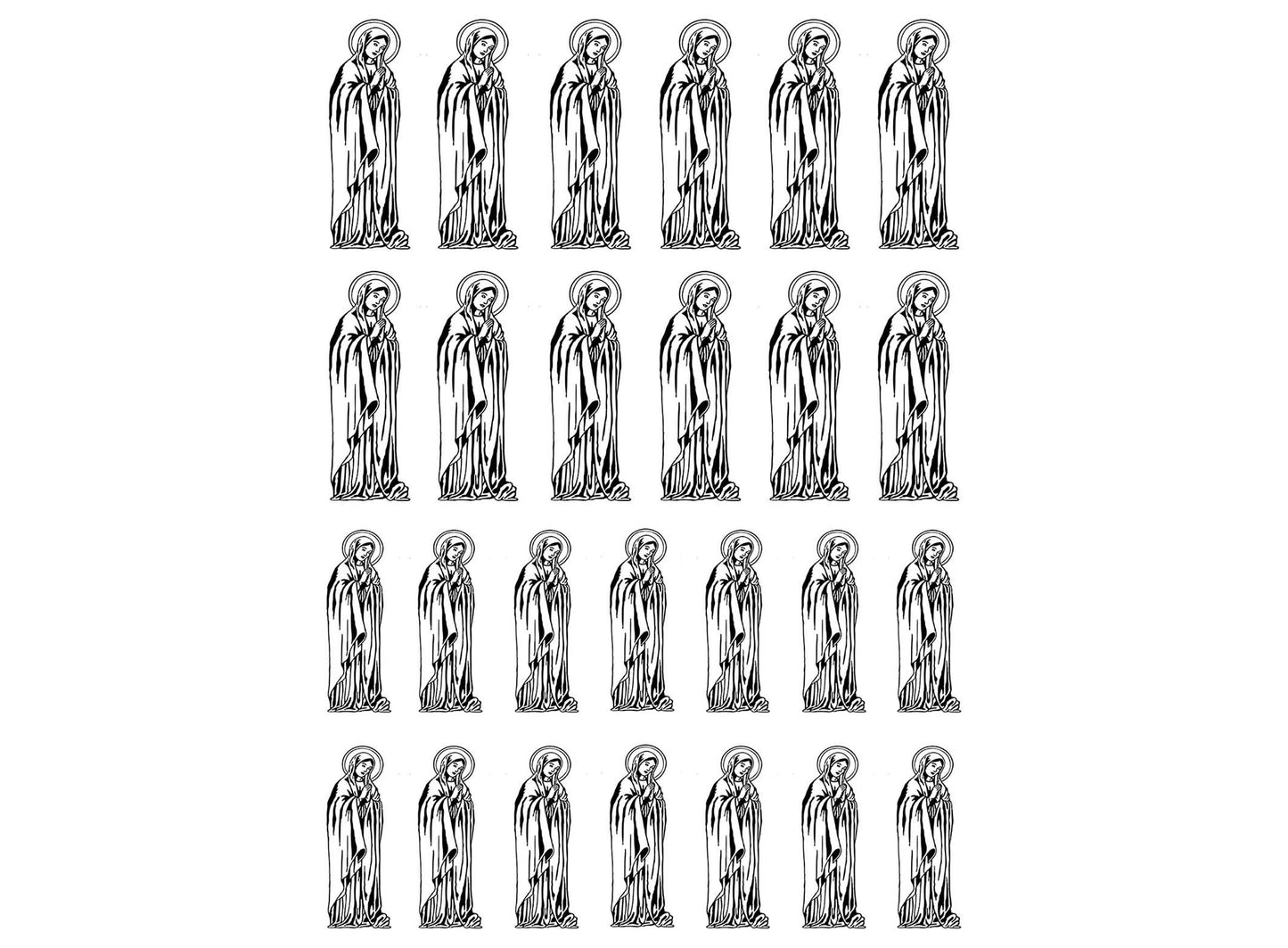 Mother of Jesus 26 pcs 1 to 1.25 Inch Black Fused Glass Decals