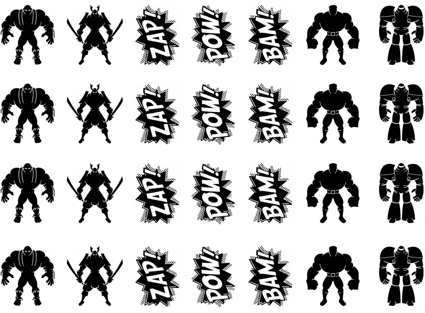 Villains vs Heroes 28 pcs 1 Inch Black Fused Glass Decals
