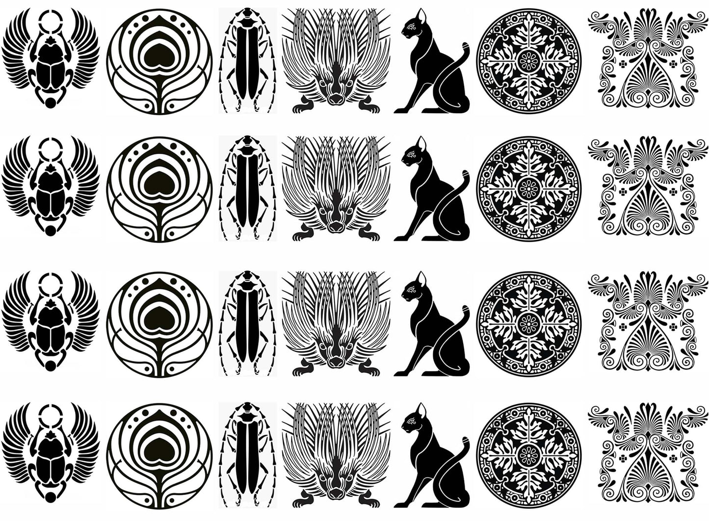 The Ancients 28 pcs 1.15 Inch Black Fused Glass Decals
