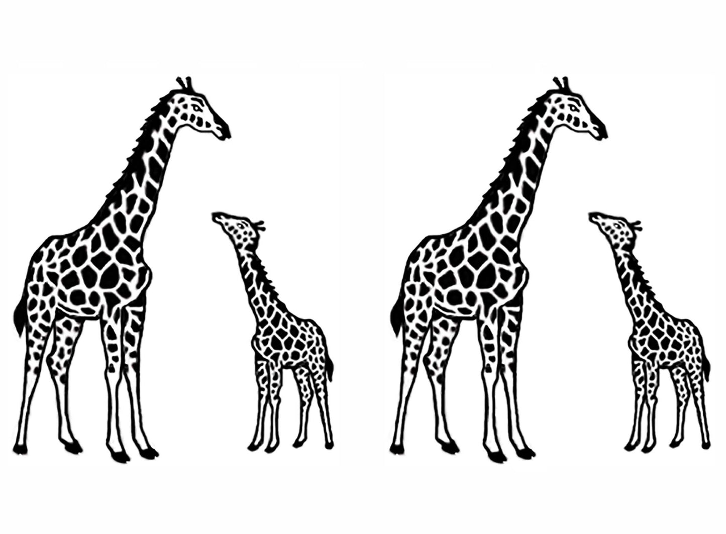 Giraffe Mama Baby 4 pcs 2 Inch Black Fused Glass Decals