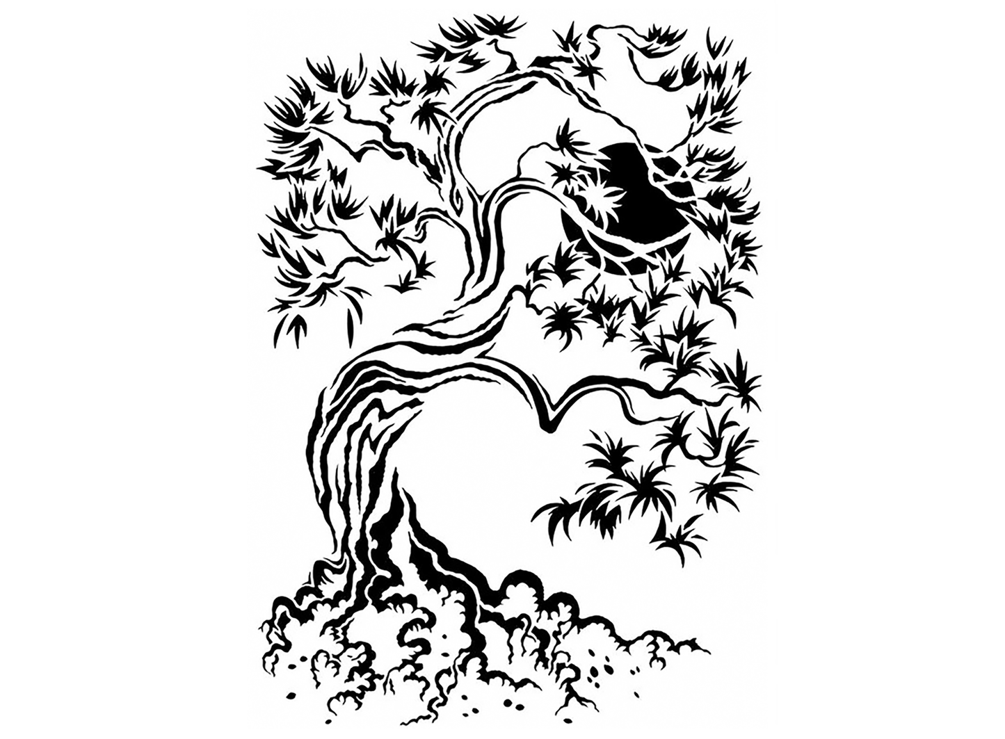 Twisting Tree 4 pcs 3 Inch Black Fused Glass Decals