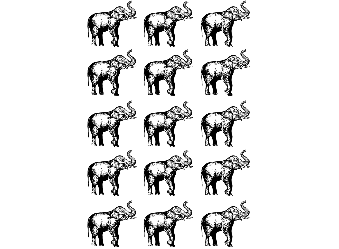 Lucky Elephants 15 pcs 1 Inch Black Fused Glass Decals