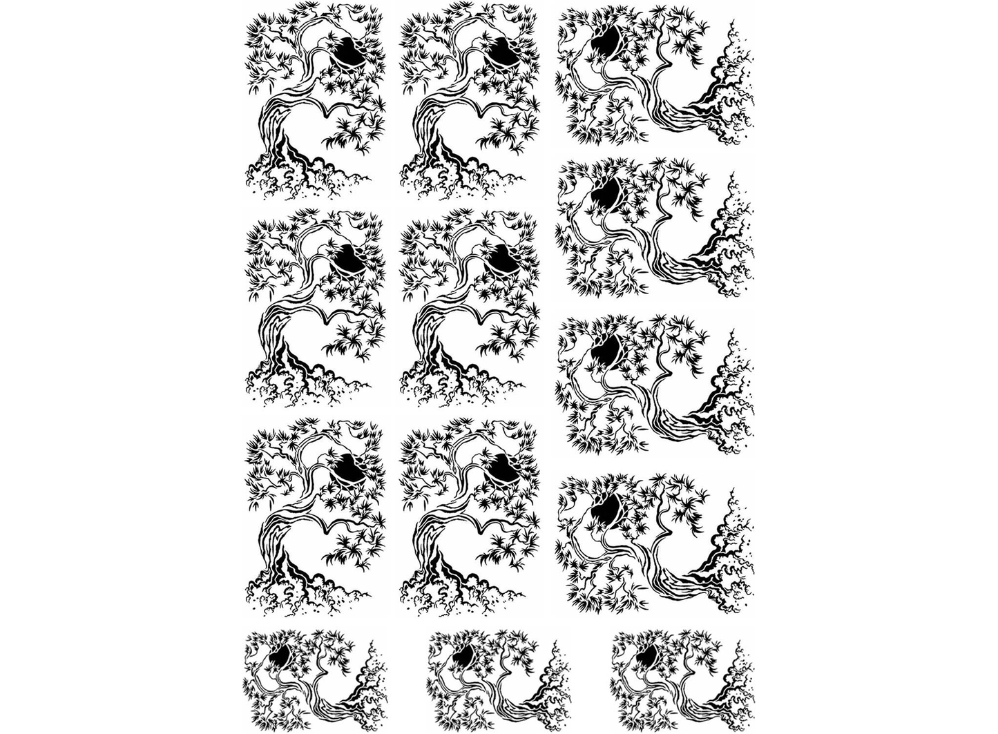 Twisting Trees 13 pcs 1.35 Black Fused Glass Decals