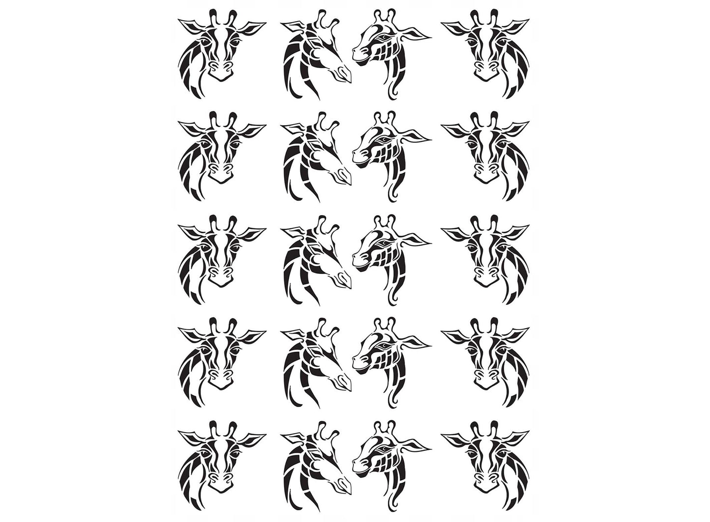 Giraffe Heads 20 pcs 0.85 Inch Black Fused Glass Decals
