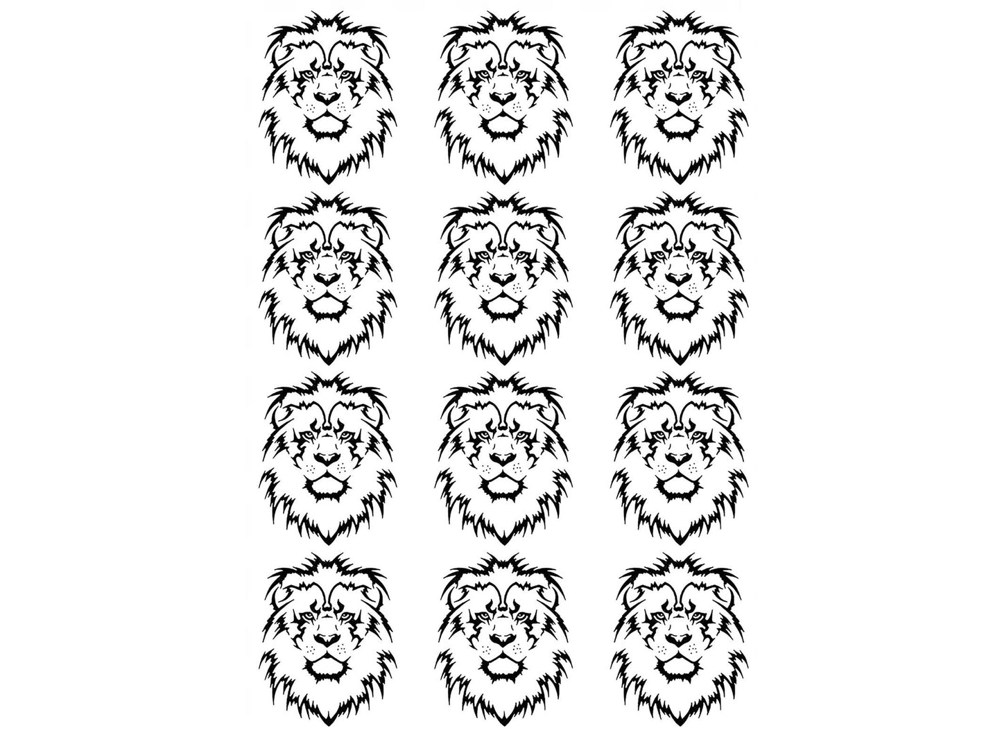 Lion Heads 12 pcs 1.25 Inch Black Fused Glass Decals