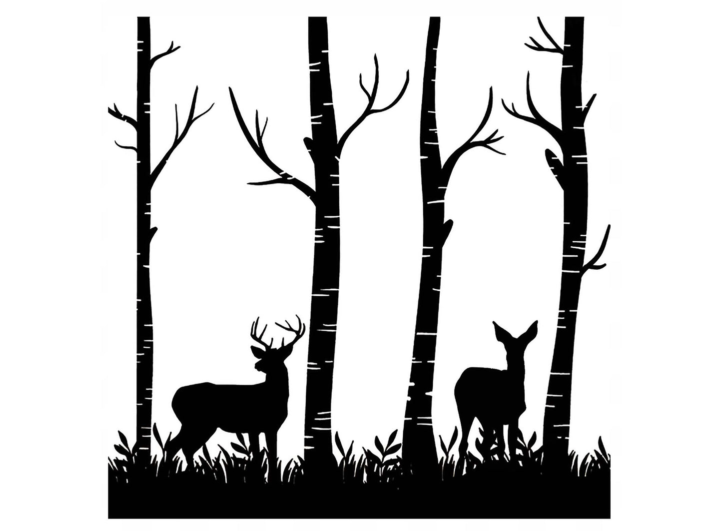 Deer in Woods 2 pcs 4 Inch Black Fused Glass Decals