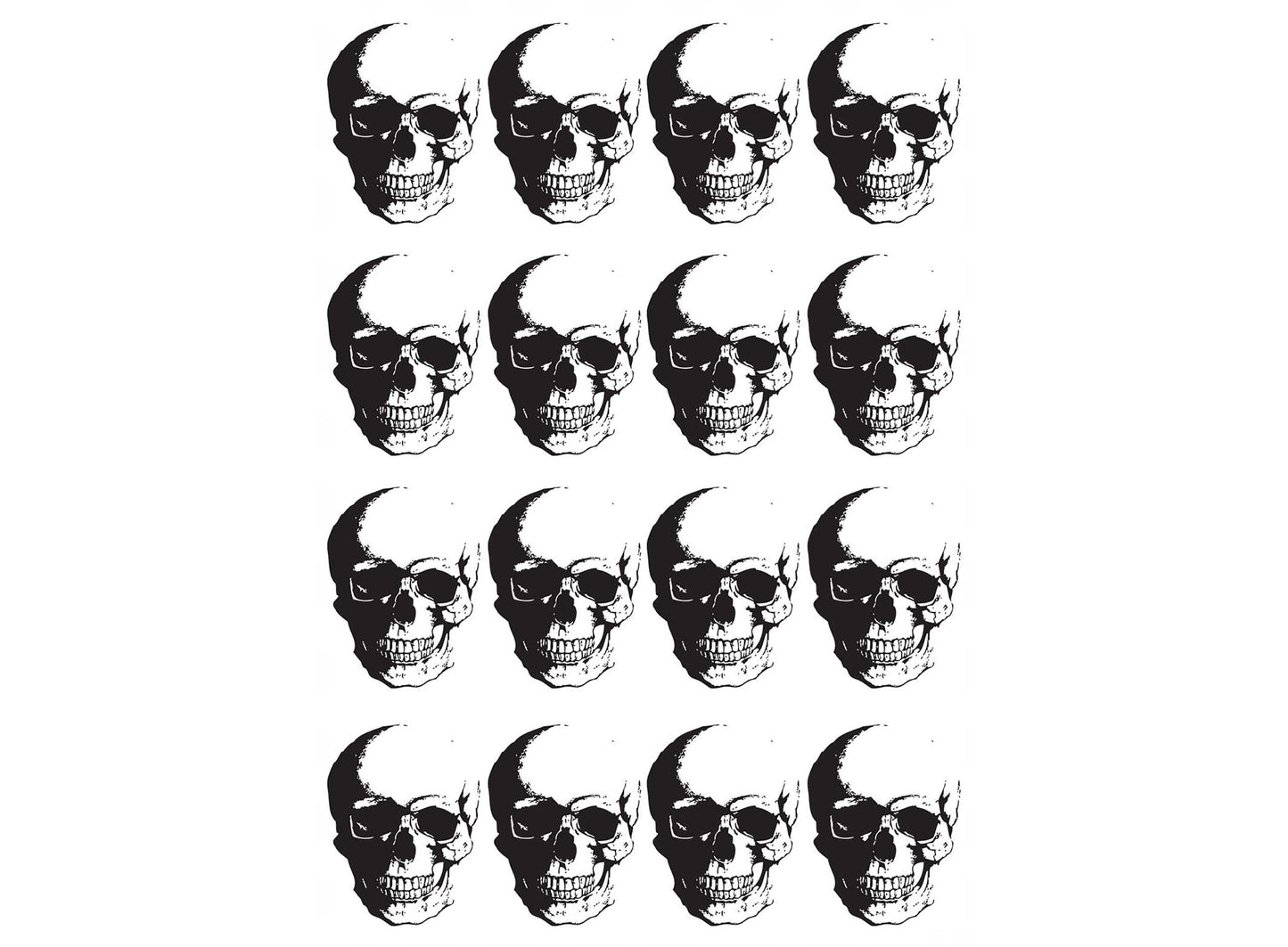 Fierce Skull 16 pcs 1.15 Inch Black Fused Glass Decals