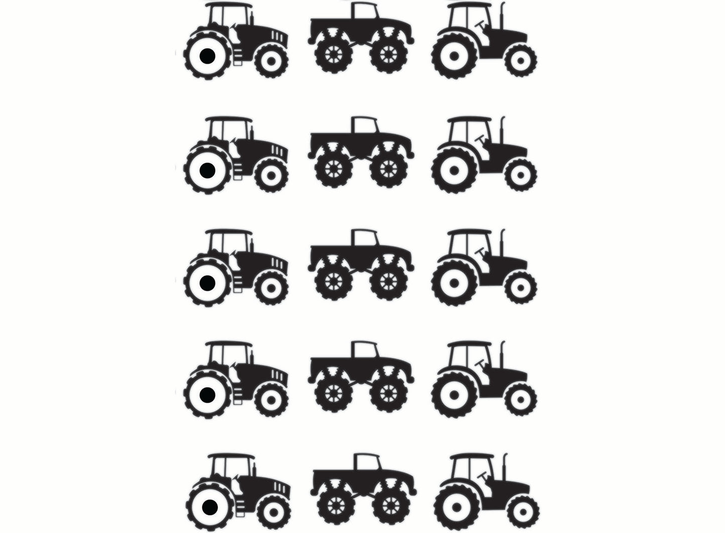 Farm Tractors 15 pcs 1 Inch Black Fused Glass Decals