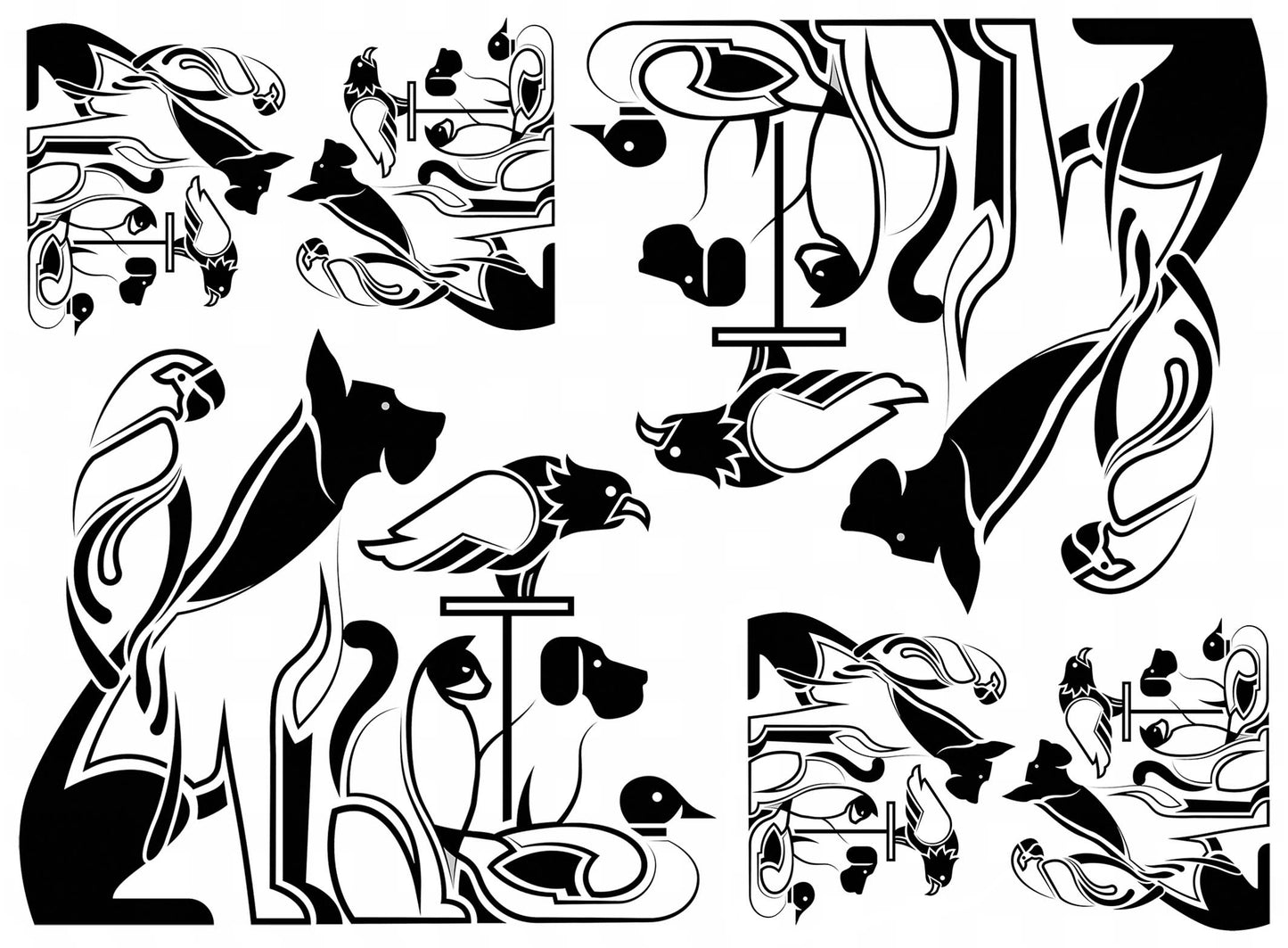 Pet Rescue 6 pcs 1.5 to 3.75 Inch Black Fused Glass Decals