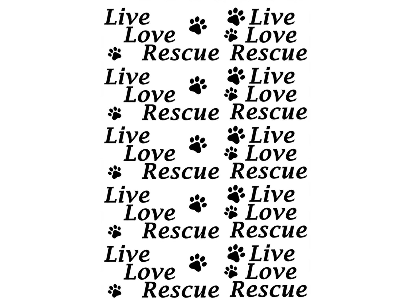 Live Love Rescue 10 pcs 2 Inch Black Fused Glass Decals