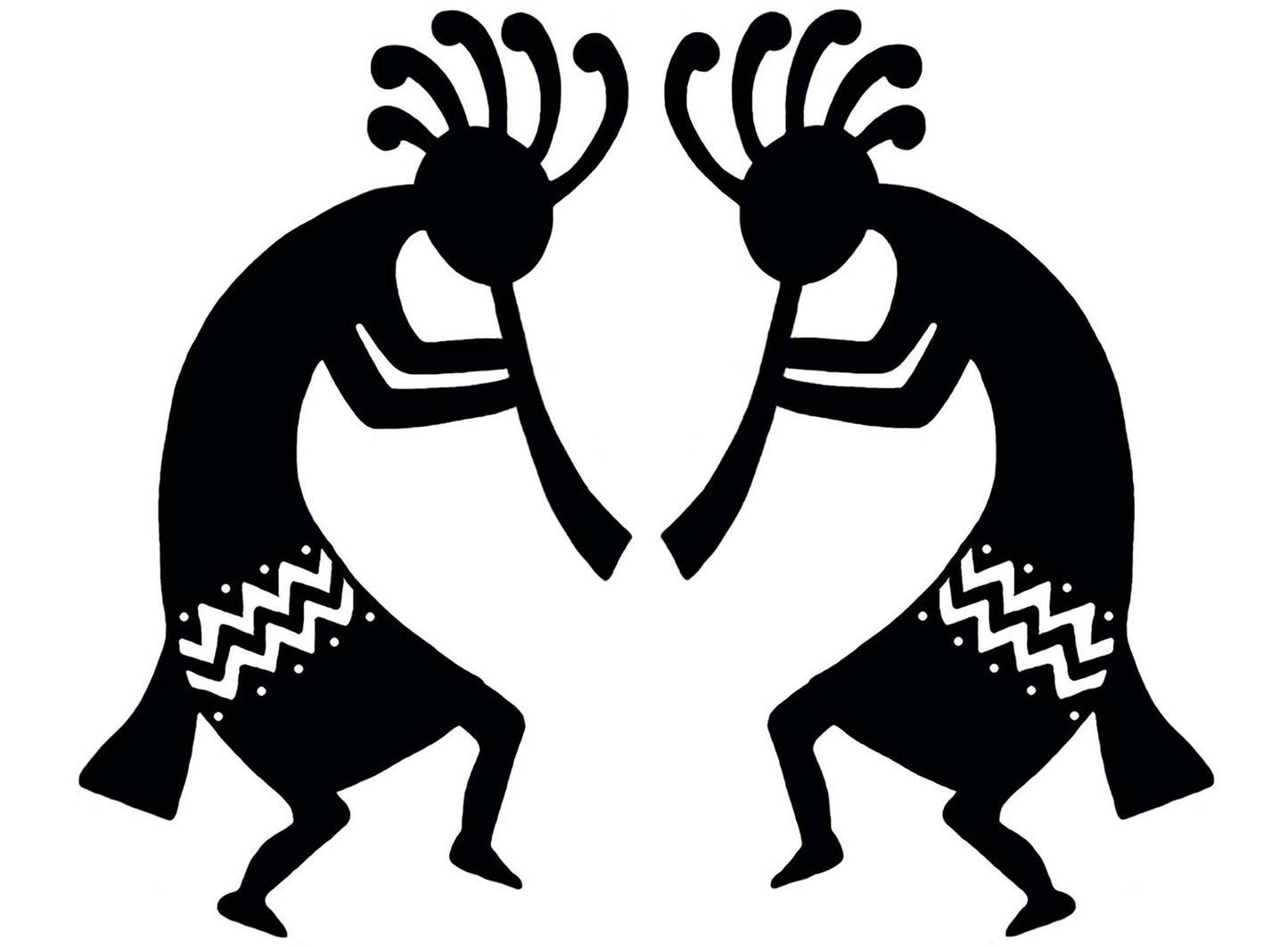 Kokopelli Twins 2 pcs 4 Inch Black Fused Glass Decals