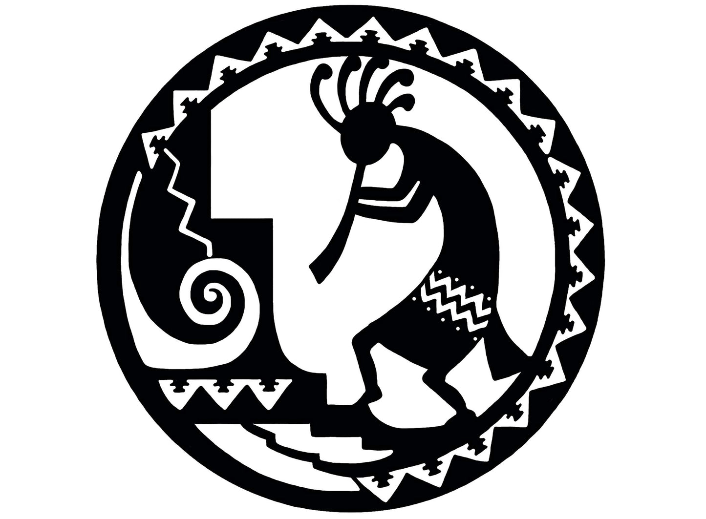 Kokopelli Circle 2 pcs 4 Inch Black Fused Glass Decals