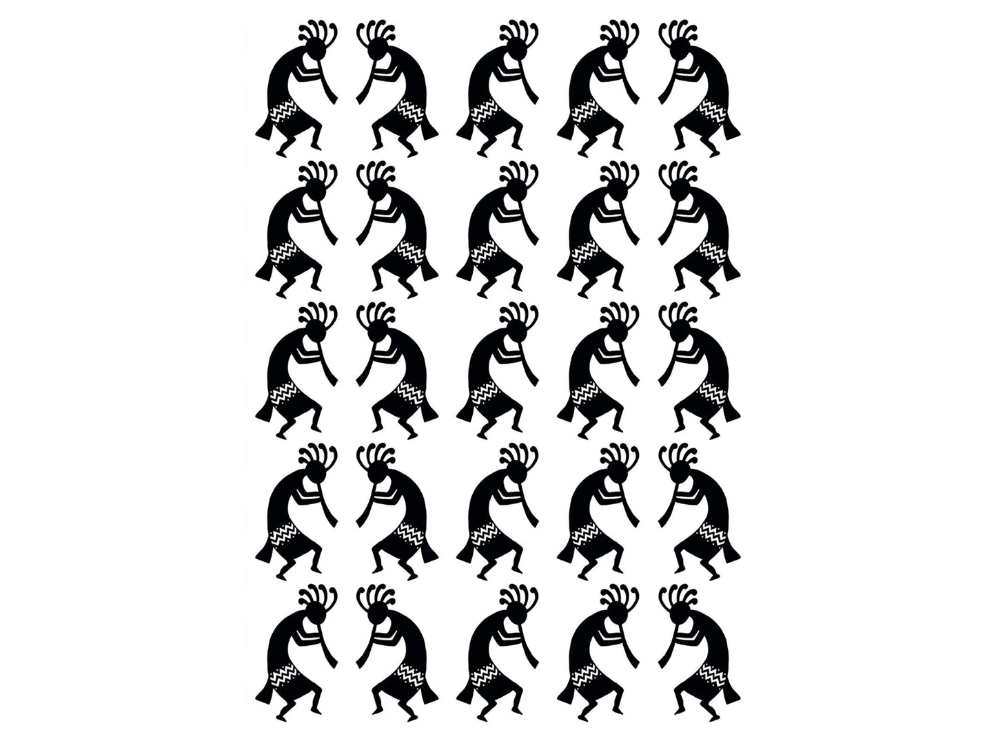 Kokopelli Twins 25 pcs 1 Inch Black Fused Glass Decals